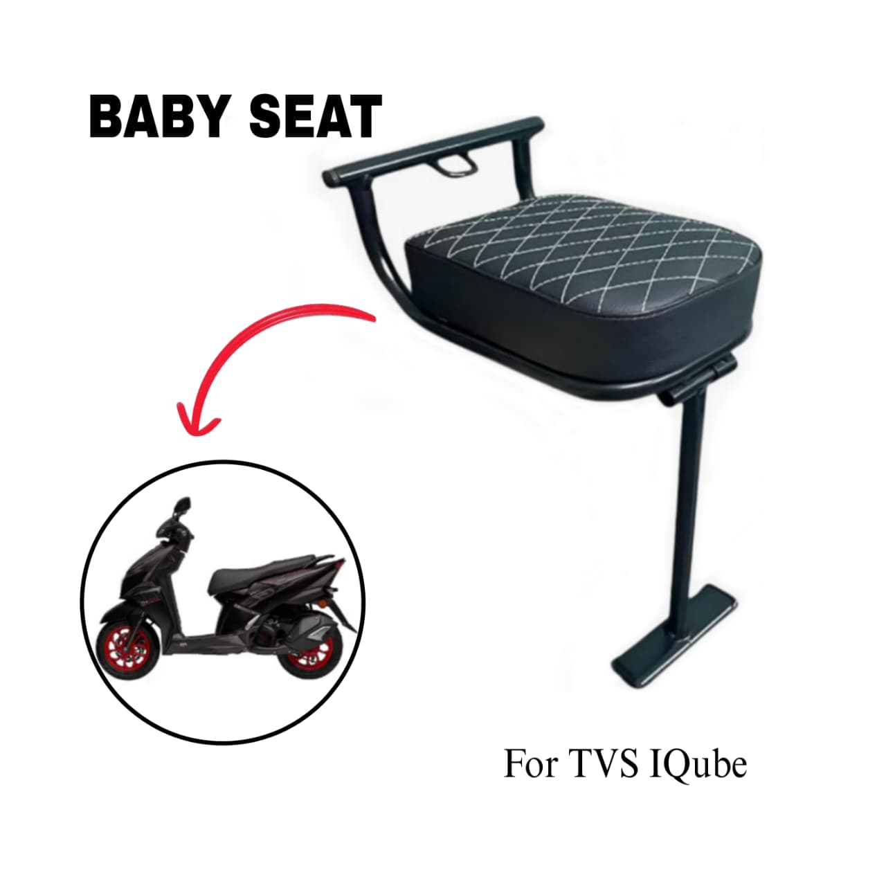 B.K ACCESSORIES Folding Baby Seat Compatible with TVS-iQube-Electric Single Bike Seat Cover For TVS 