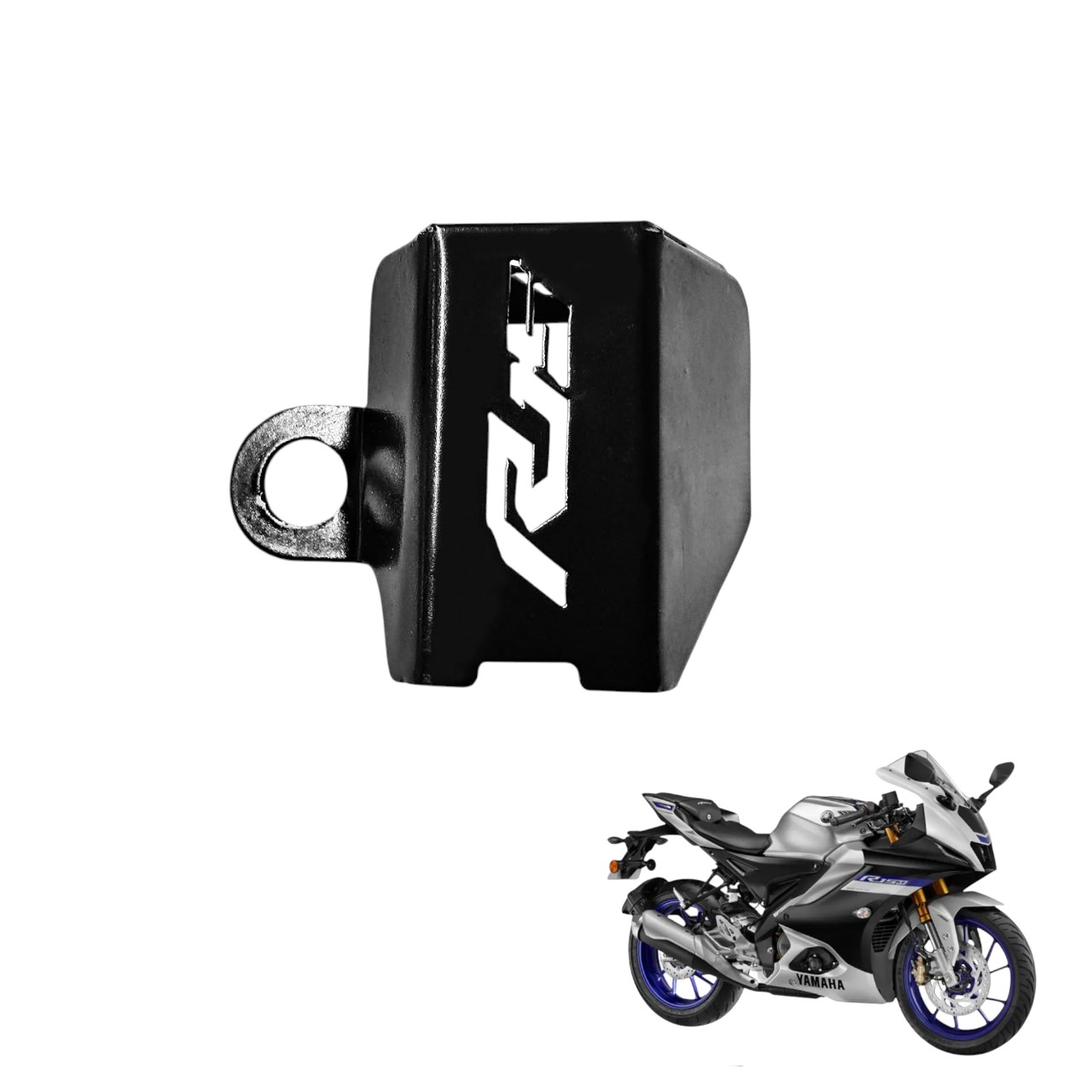 B.K ACCESSORIES Rear Brake Oil Container Guard / Fluid Reservoir Cap Cover For R15 V4 Black Bike Rad