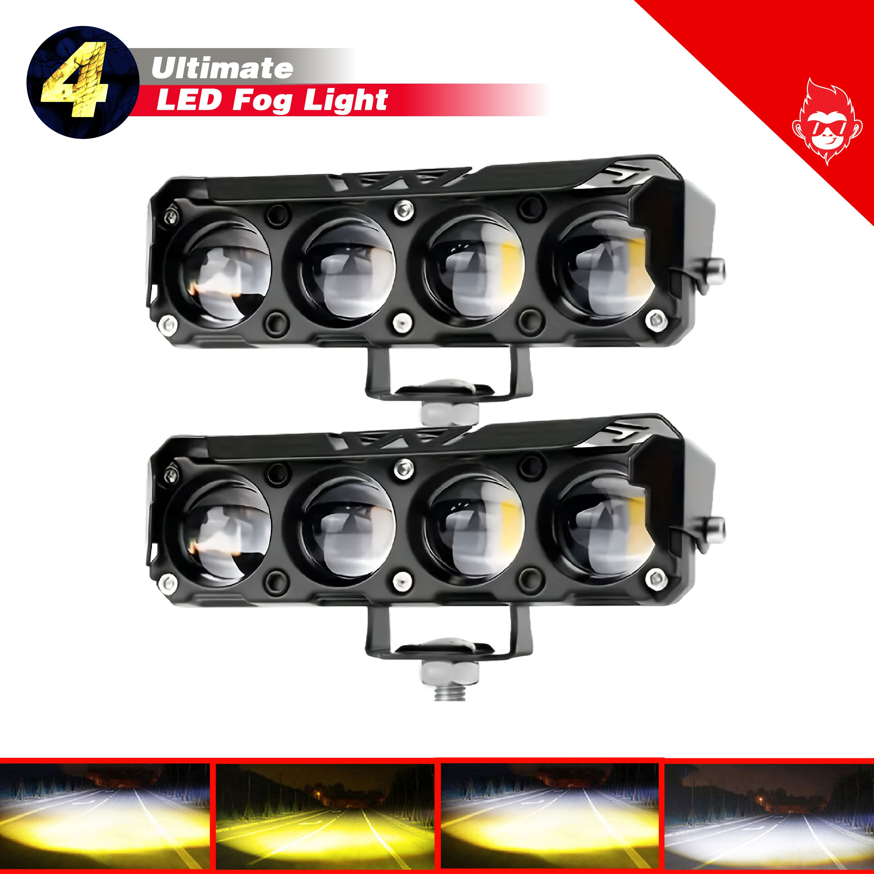 B.K ACCESSORIES LED Fog Light for Universal For Bike, Universal For Car