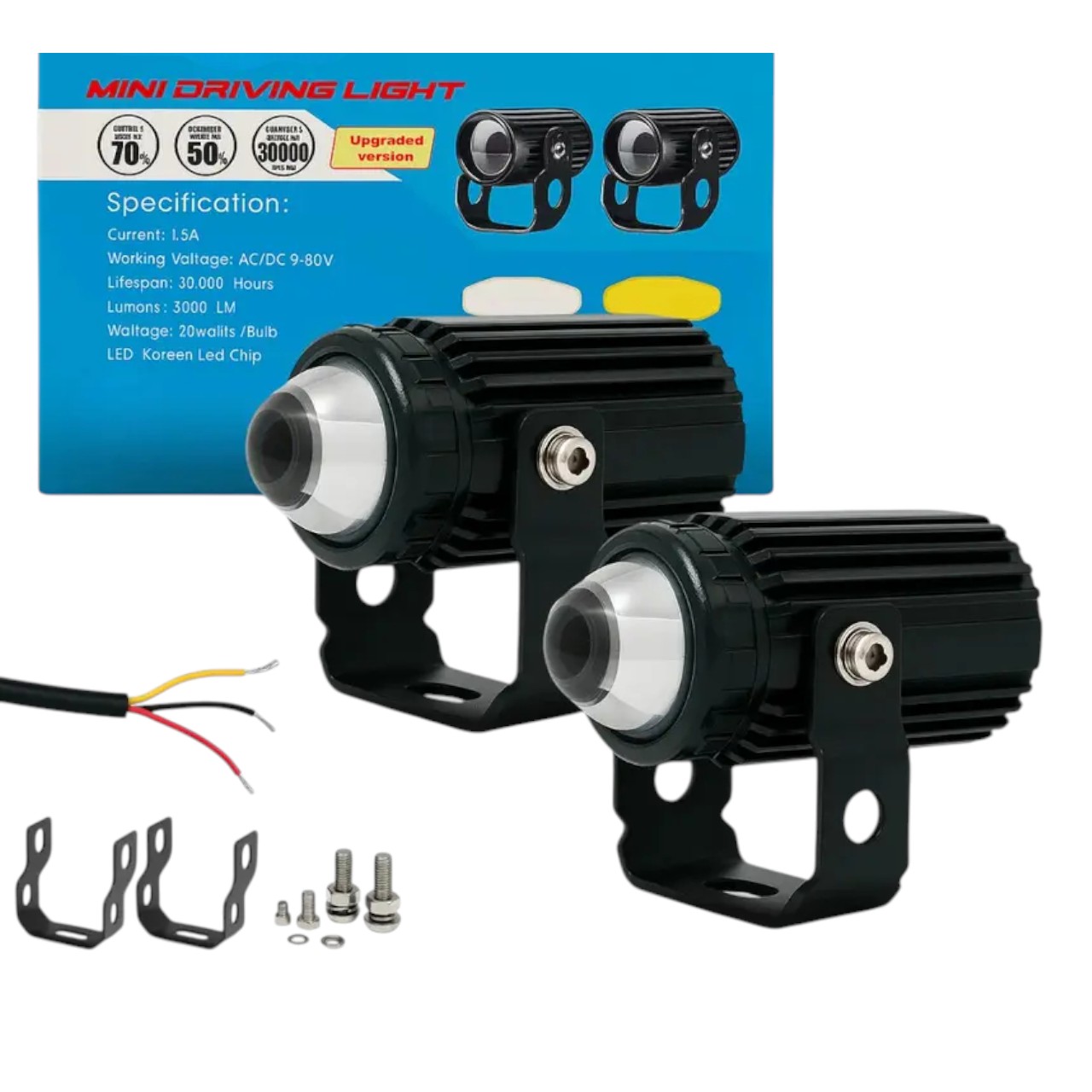 B.K ACCESSORIES yellow white mini led light Fog Lamp Motorbike LED (9 V, 40 W)  (Universal For Bike,