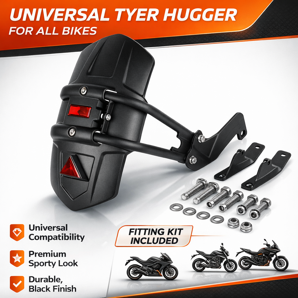 B.K ACCESSORIES Rear Mud Guard For Universal For Bike Universal For Bike (Black)