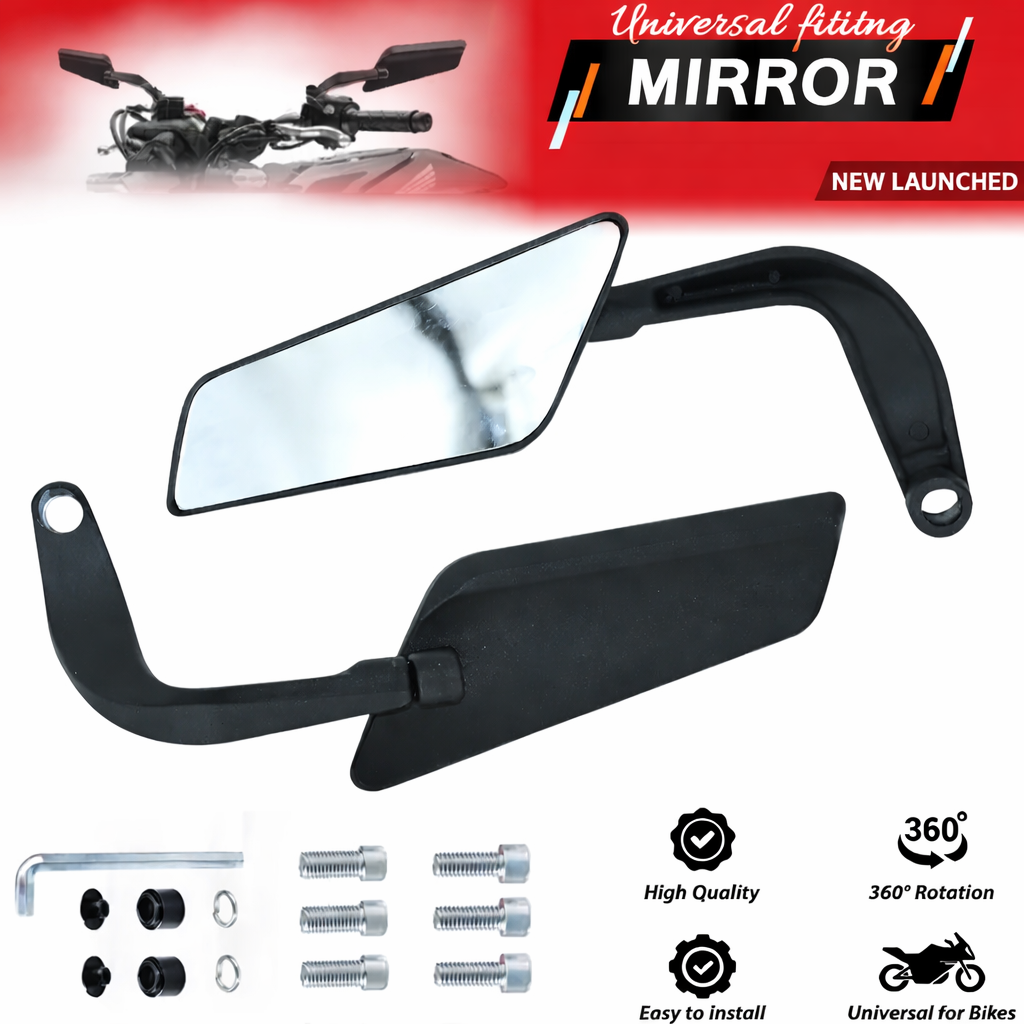 B.K ACCESSORIES Manual Rear View Mirror For Yamaha, Honda, Suzuki, BMW, Universal For Bike, KTM, 