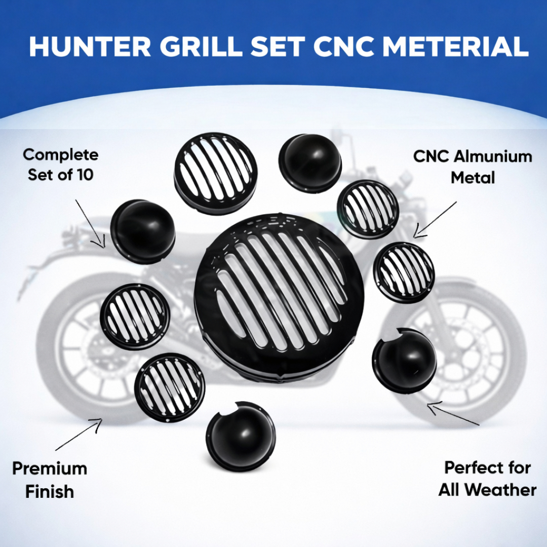 B.K Accessories Headlight Grill/Jali Cover Set for Hunter 350 Bike Headlight Grill  (Black)