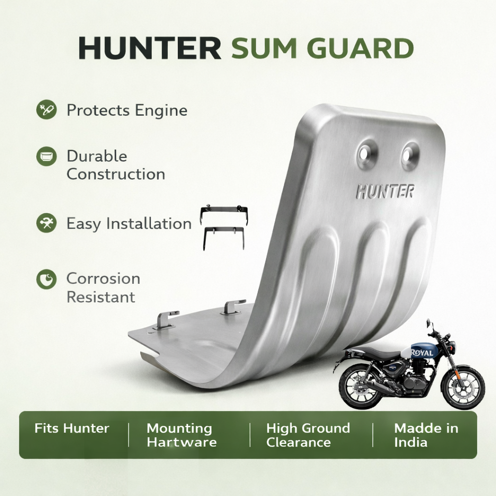 B.K ACCESSORIES Hunter 350 Engine Guard,Sum Guard for Bullet (Silver) Bike Engine Guard Bike Engine 