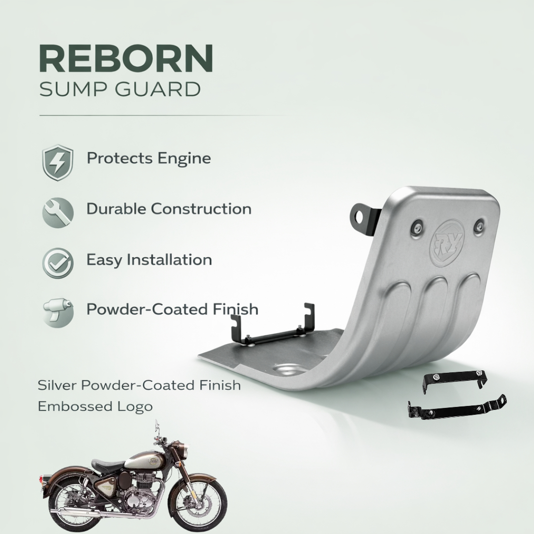 B.K ACCESSORIES SILVER SUM GUARD ENGINE GUARD FOR ROYAL ENFILD REDORN CLASSIC 350 MODEL HEAVY QUALIT